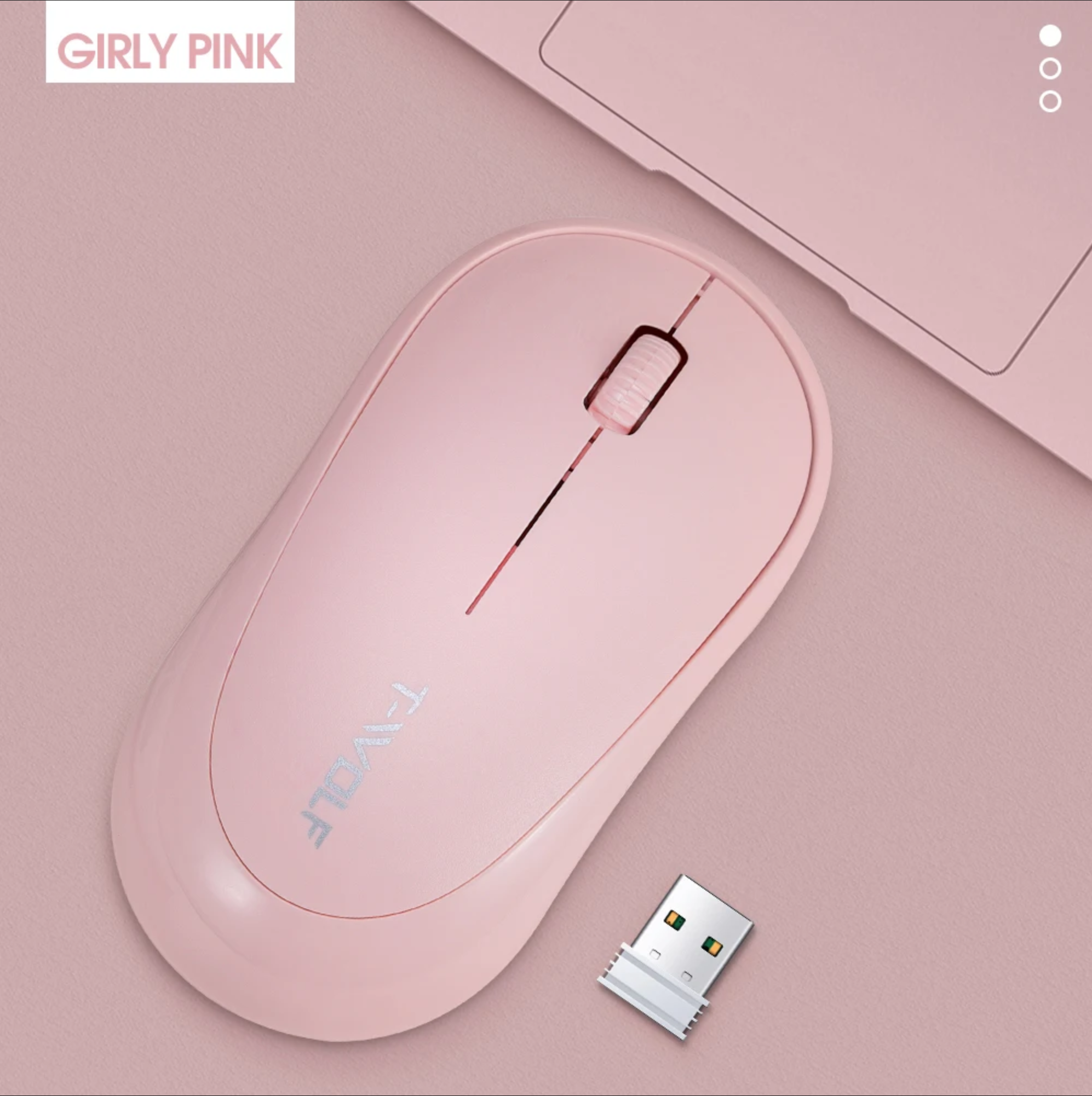 T-Wolf Q5 Cute Pastel Pink Wired Mouse