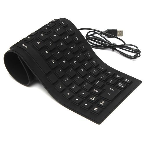 Flexible Roll-Up Silicone Wired Keyboard (Waterproof & Portable)
